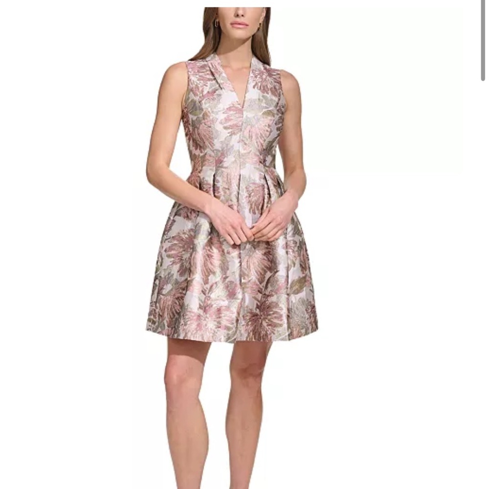 Women's Jacquard V-Neck Fit & Flare Dress